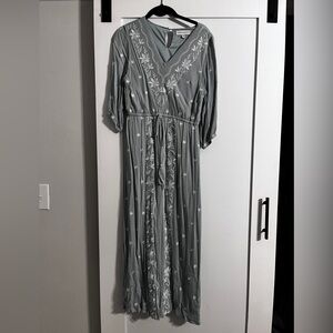 Soft Sage Embroidered Maxi Dress